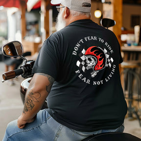 Men's DON'T FEAR TO RIDE Skull with Helmet Plus Size T-Shirt & Short