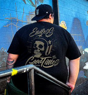 Men's Endless Good Times Helmeted Skull Plus Size T-Shirt & Short