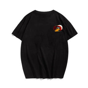 Men's Fire Bird Crow with Helmet Letter Graphic Plus Size T-Shirt & Short