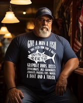 Men's Give A Man A Fish & You Feed Him For A Day Plus Size T-Shirt