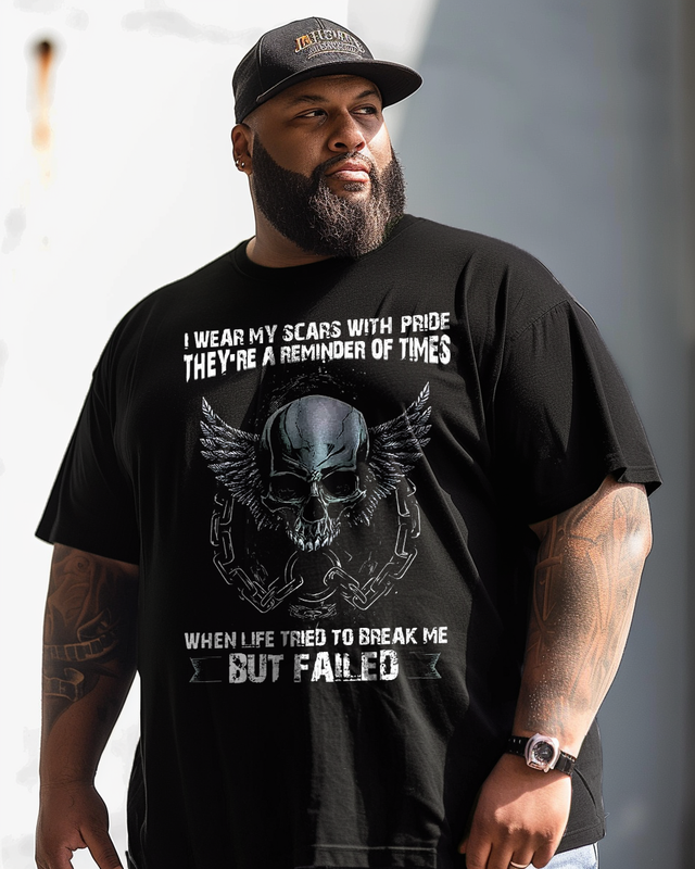 I Wear My Scars With Pride Skull Unisex Motivational Men's Plus Size T-shirt