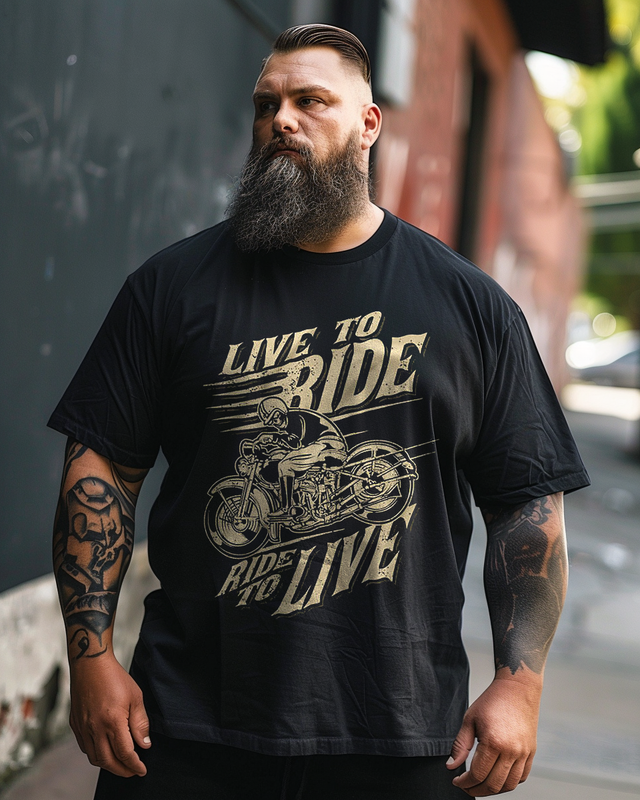 Men's LIVE TO RIDE Plus Size T-Shirt