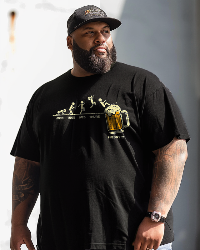 Monday Tuesday Wednesday Thursday Friday Beer Drinking Men's Plus Size T-shirt