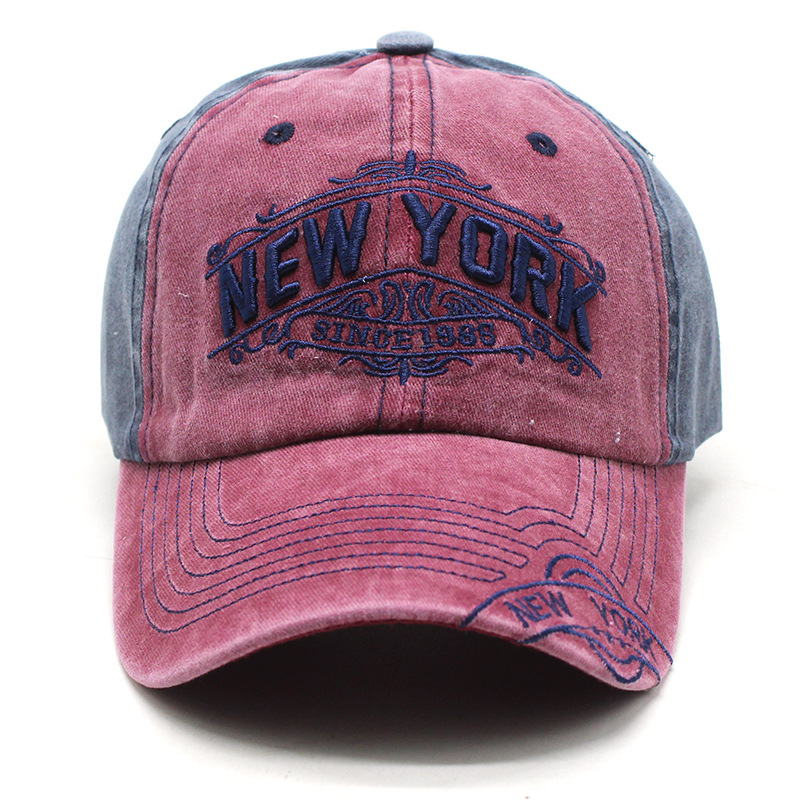 New York Colour blocking embroidered baseball cap