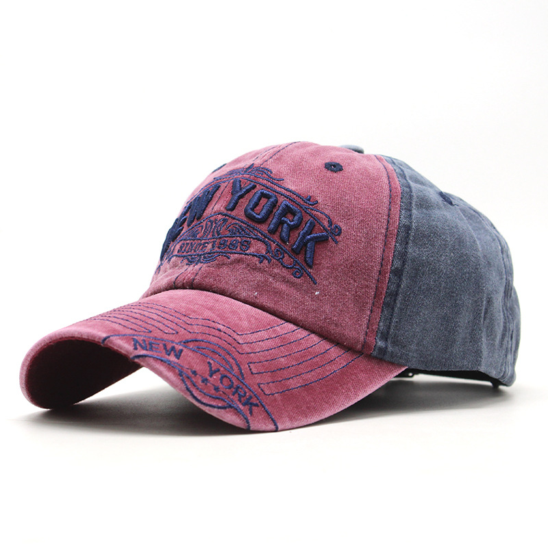 New York Colour blocking embroidered baseball cap