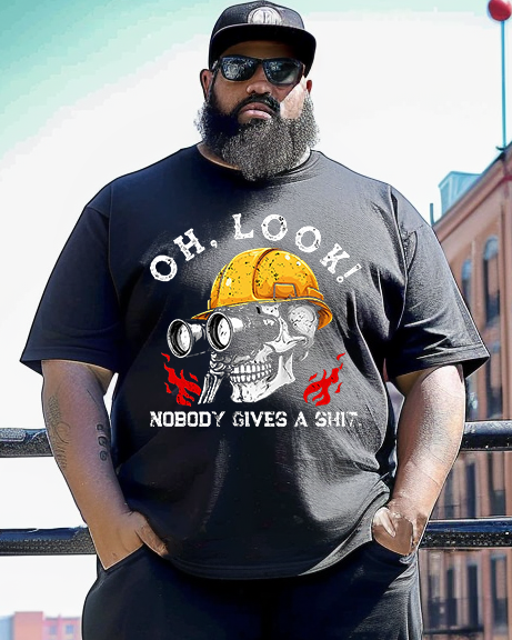 Men's  Oh, Look Nobody Gives A Shit  Plus Size T-Shirt & Short