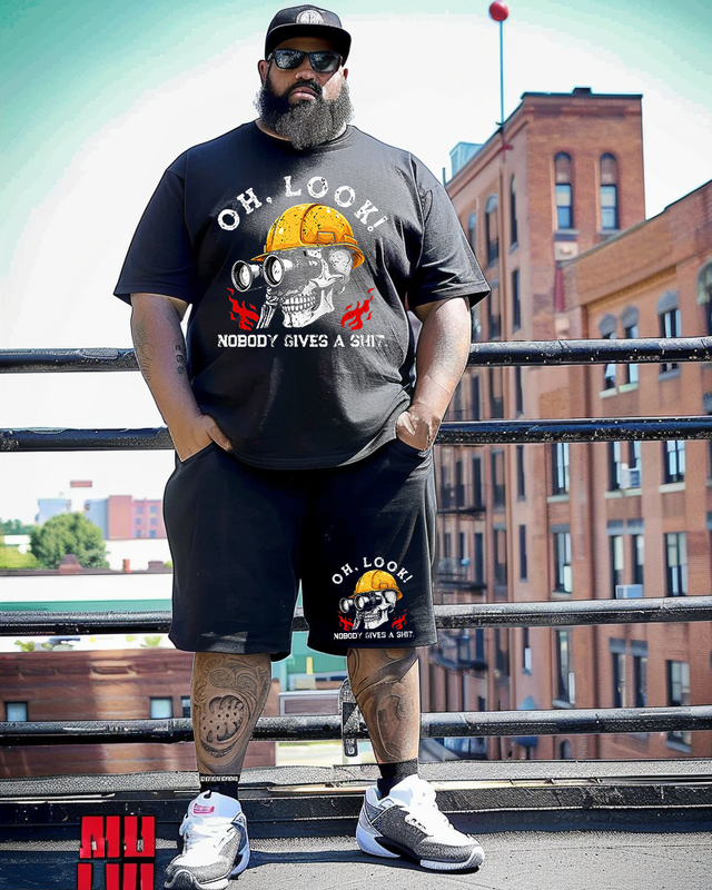 Men's  Oh, Look Nobody Gives A Shit  Plus Size T-Shirt & Short