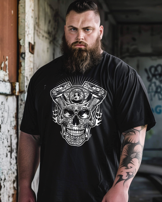 Men's SKULL ENGINE Plus Size T-Shirt