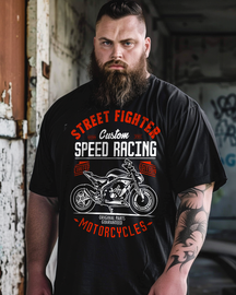 Men's Street Fighter Plus Size T-Shirt，Motorcycle T-shirt