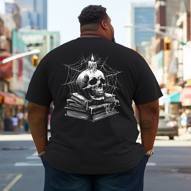 Men's Skull and Books Plus Size T-Shirt