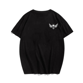 Men's Skull with Wings Circle Graphic Plus Size T-Shirt & Short