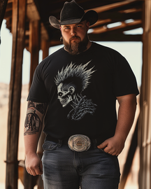 Skull with Spiked Mohawk Spiked Men's Plus Size T-shirt