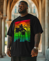 Sunset & Coconut Print Men's Plus Size T-shirt