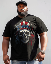 American Flag Skull Men's  Men's Plus Size T-shirt