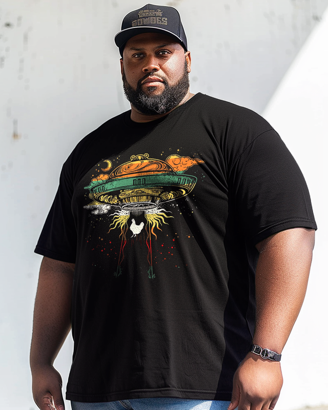 Chicken UFO Skull Men's  Men's Plus Size T-shirt