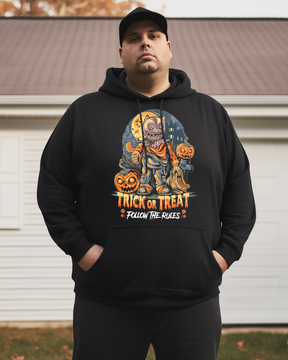 Men's Trick or Treat, Follow the Rules Plus Size Hoodie