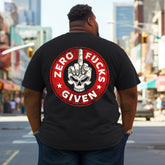 Men's Zero Fucks Given Print  Plus Size T-Shirt & Short