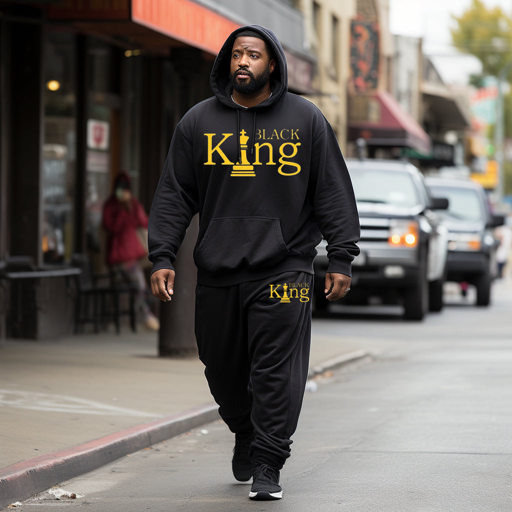 Black King Men s Big Tall Hoodie Two Piece Set