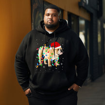 Pit bull  light Christmas Men's Plus Size Hoodie