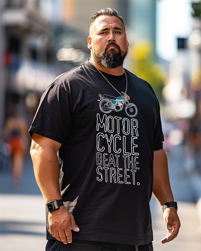 Men's  Motorcycle Beat The Street Plus Size T-Shirt, Birthday Gift Men Dad Son