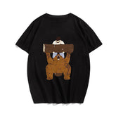 Bear Weightlifting Print Oversized T-Shirt