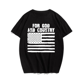 For God And Country T-shirt for Men, Oversize Plus Size Man Clothing - Big Tall Men Must Have