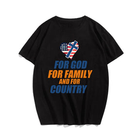 For God For Family And For Country T-shirt for Men, Oversize Plus Size Man Clothing - Big Tall Men Must Have