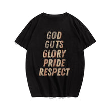 God Guts Glory Pride Respect T-shirt for Men, Oversize Plus Size Man Clothing - Big Tall Men Must Have