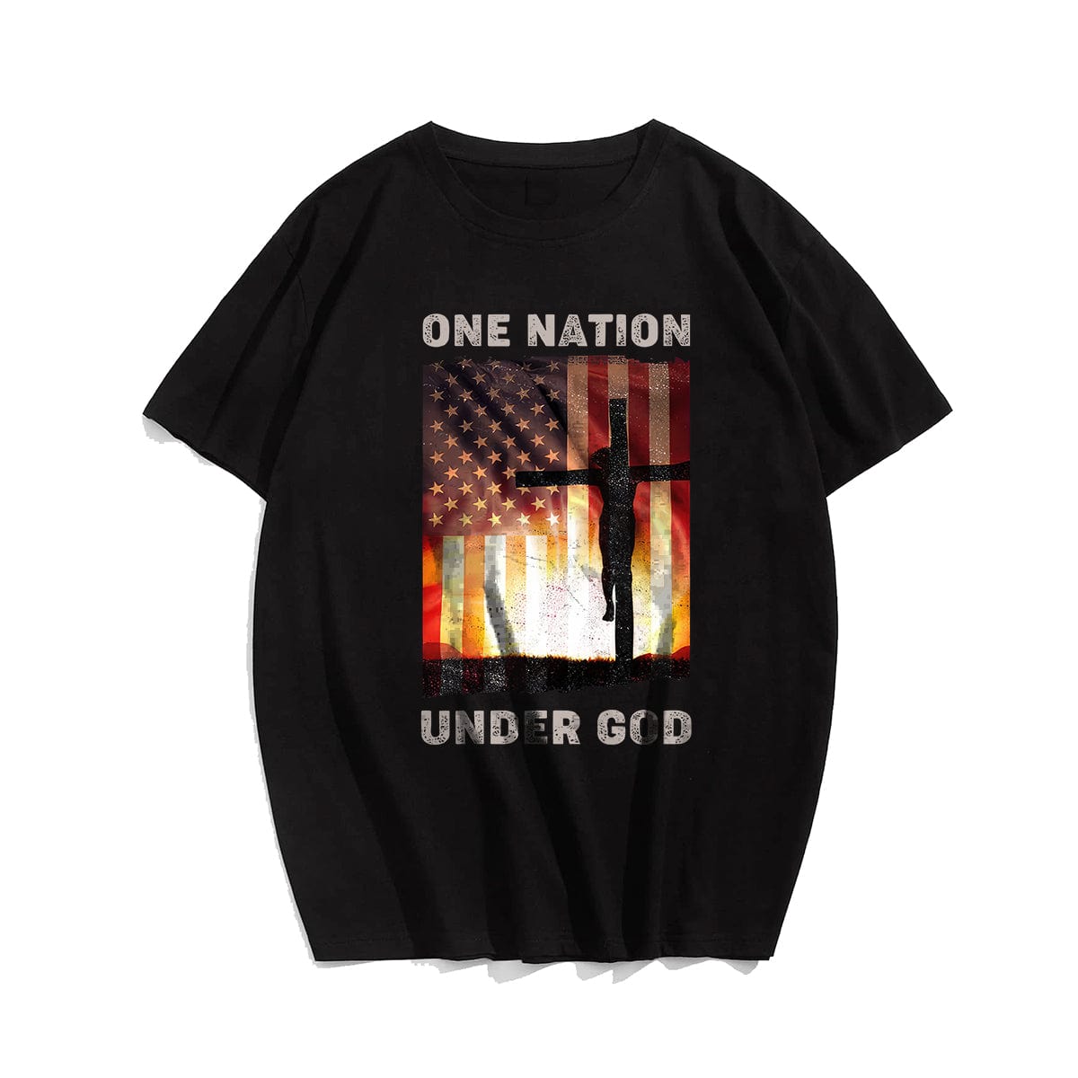 One Nation Under God USA flag Crucifix Men's T-Shirts