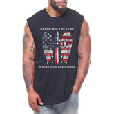 Stand For The Flag Kneel For The Cross Angel Wings Men's Sleeveless Tee