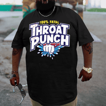 Throat Punch, Creative Men Plus Size Oversize T-shirt for Big & Tall Man