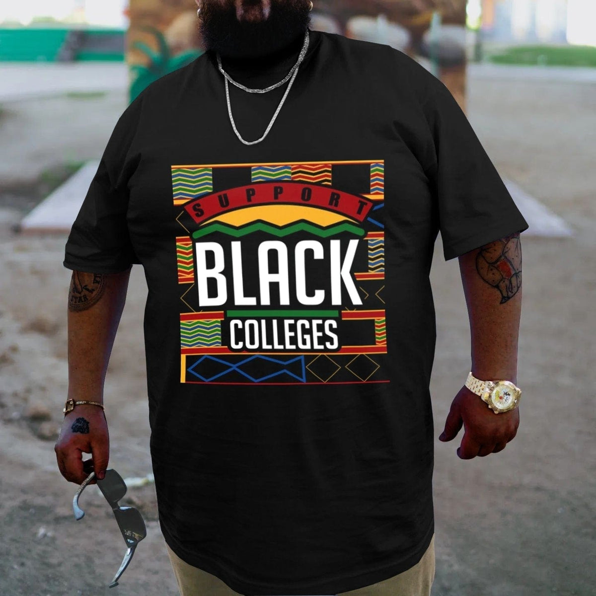 Black Colleges Men Plus Size Oversize T-shirt for Big & Tall Man