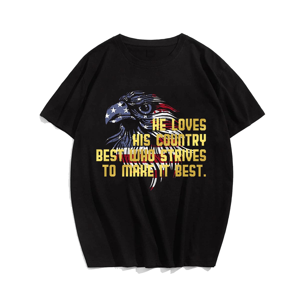 HE LOVES HIS COUNTRY T-shirt, Oversize Plus Size Man Clothing for Big & Tall