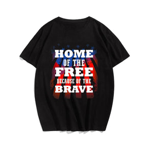 HOME OF THE FREE BECAUSE OF THE BRAVE Men T-shirt, Oversize Plus Size Man Clothing for Big & Tall