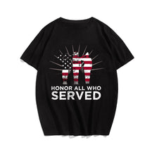 HONOR ALL WHO SERVED Men T-shirt, Oversize Plus Size Man Clothing for Big & Tall