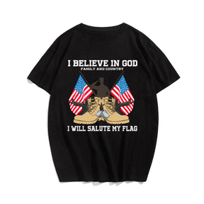 I BELIEVE IN GOD FAMILY AND COUNTRY Men T-shirt, Oversize Plus Size Man Clothing for Big & Tall