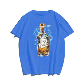 Boat In Bottle, Creative Men T-shirt Oversize Plus Size Man Tee - Big Tall Men Must Have