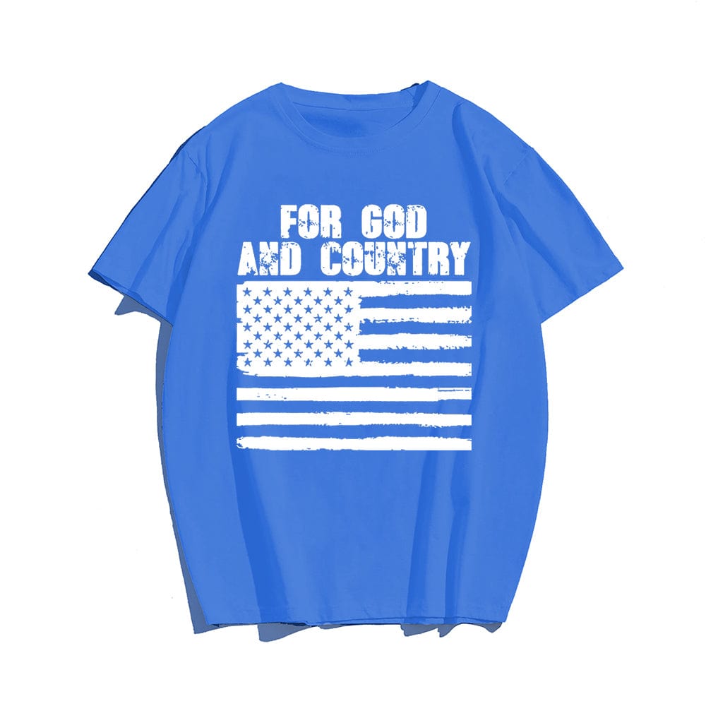 For God And Country T-shirt for Men, Oversize Plus Size Man Clothing - Big Tall Men Must Have