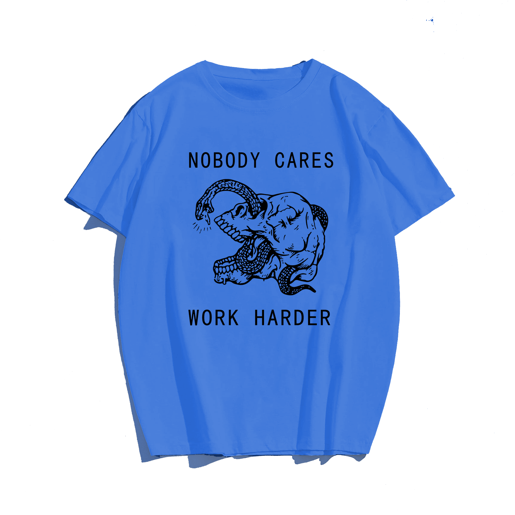 Nobody Cares Work Harder, Creative Men Plus Size Oversize T-shirt for Big & Tall Man