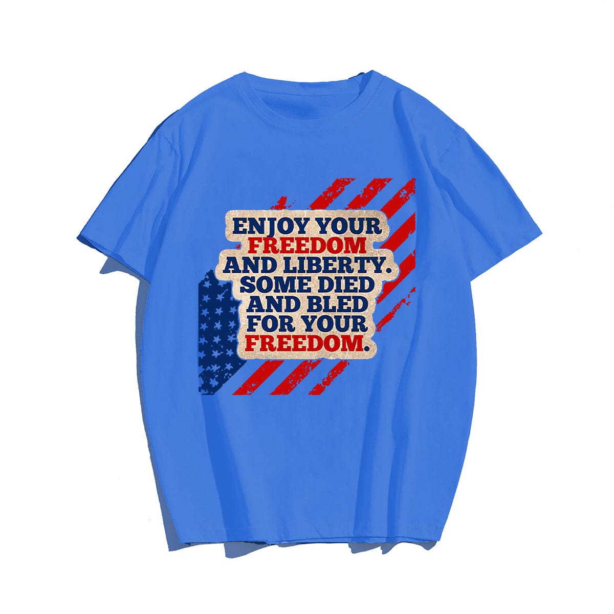 Enjoy Your Freedom #2 Men T-shirt, Oversize Plus Size Man Clothing for Big & Tall