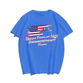 Enjoy Your Freedom Men T-shirt, Oversize Plus Size Man Clothing for Big & Tall