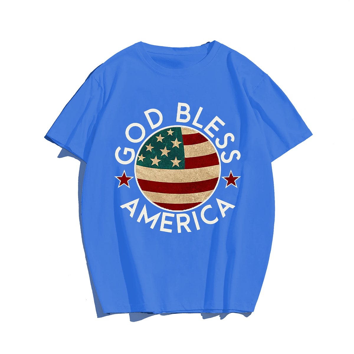 GOOD BLESS AMERICA Men T-shirt, Oversize Plus Size Man Clothing for Big & Tall