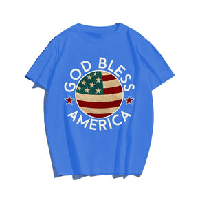 GOOD BLESS AMERICA Men T-shirt, Oversize Plus Size Man Clothing for Big & Tall