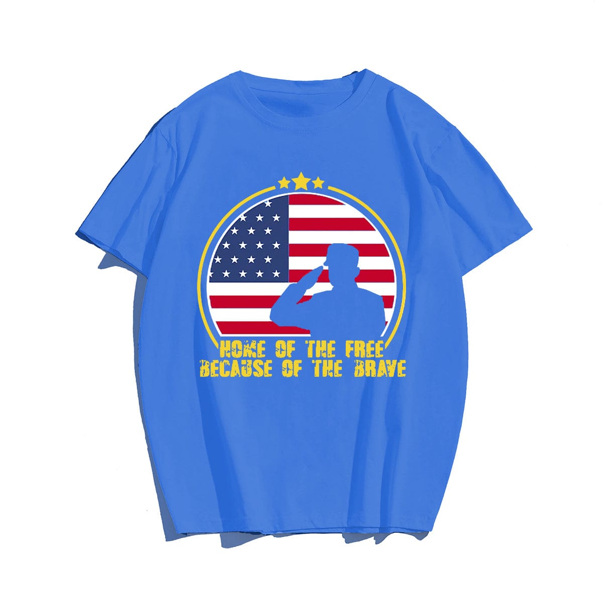 HOME OF THE FREE BECAUSE OF THE BRAVE #3 Men T-shirt, Oversize Plus Size Man Clothing for Big & Tall