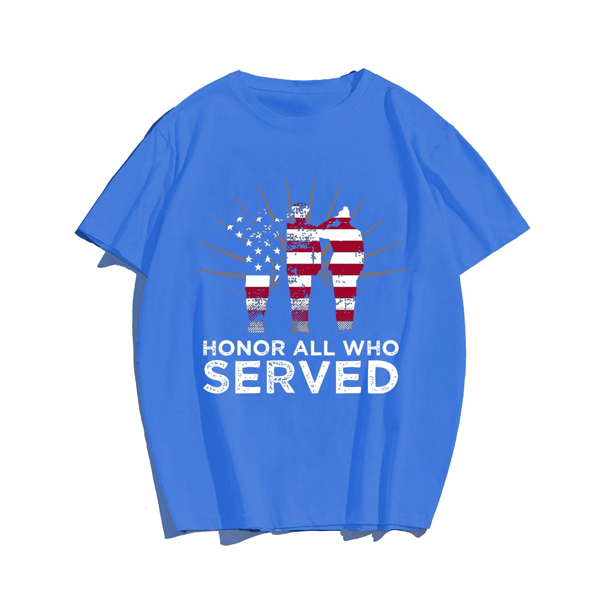 HONOR ALL WHO SERVED Men T-shirt, Oversize Plus Size Man Clothing for Big & Tall