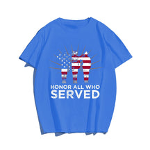 HONOR ALL WHO SERVED Men T-shirt, Oversize Plus Size Man Clothing for Big & Tall