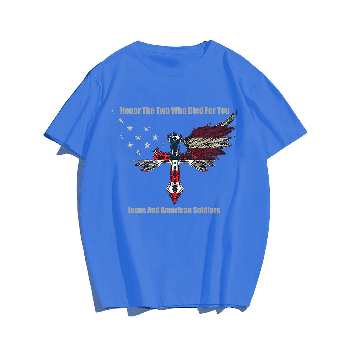 Honor The Two Who Died For You Men T-shirt, Oversize Plus Size Man Clothing for Big & Tall