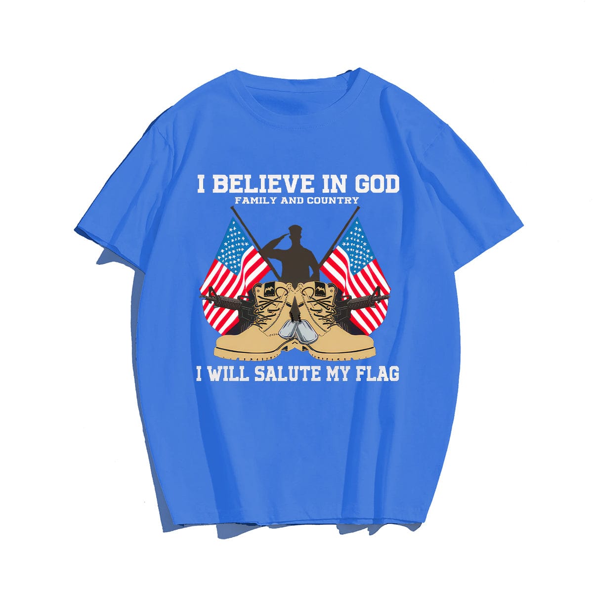 I BELIEVE IN GOD FAMILY AND COUNTRY Men T-shirt, Oversize Plus Size Man Clothing for Big & Tall