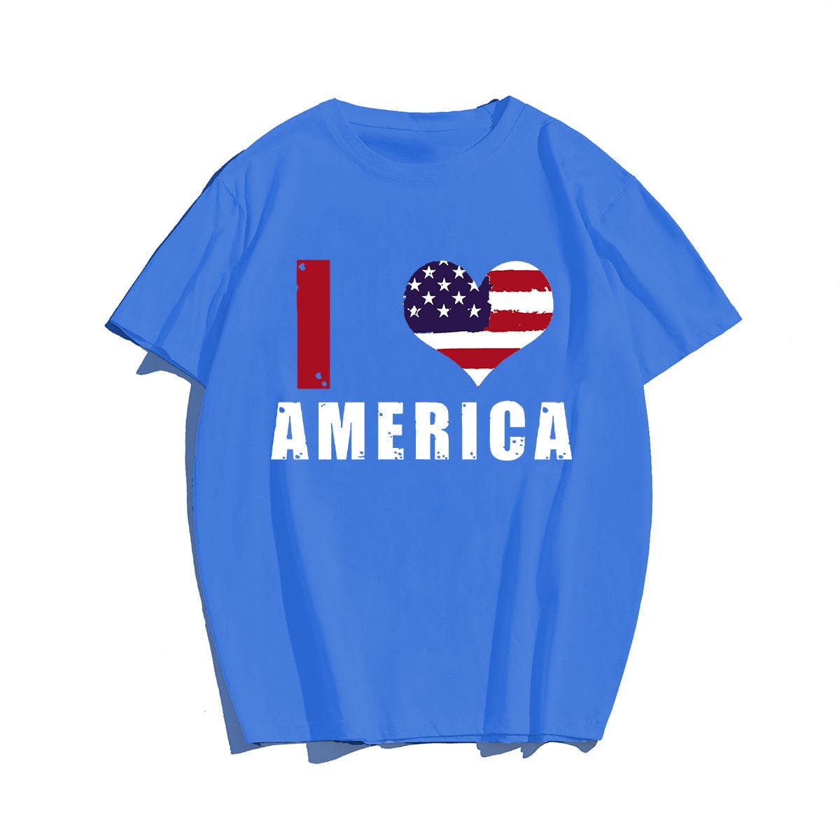 I LOVE AMERICA Men T-shirt, Oversize Plus Size Man Clothing for Big & Tall