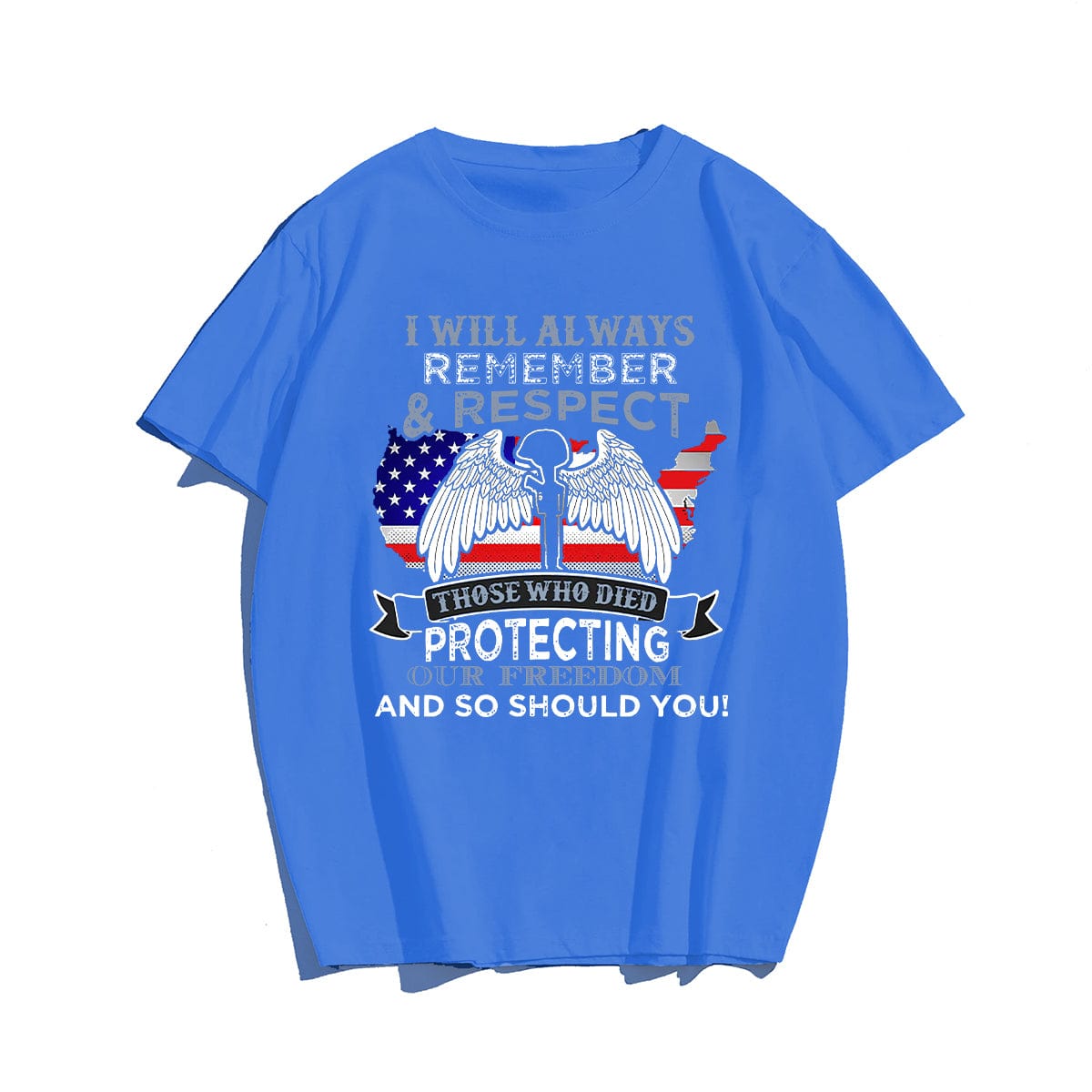 REMEMBER & RESPECT Men T-shirt, Oversize Plus Size Man Clothing for Big & Tall